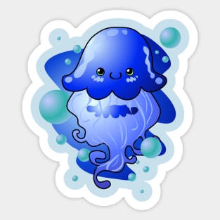 Kawaii Blue Jellyfish Sticker